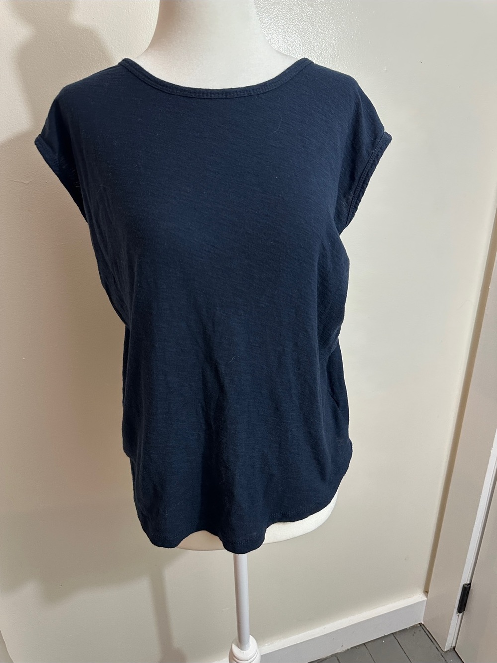 James Perse Navy Cap-Sleeve Crewneck Tee